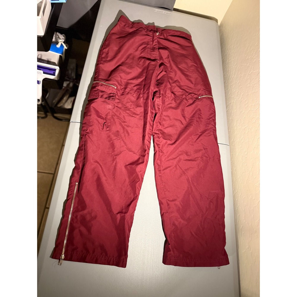 FUBU The Collection Y2K Convertible Cargo Pants Burgundy Red Zip Off Utility